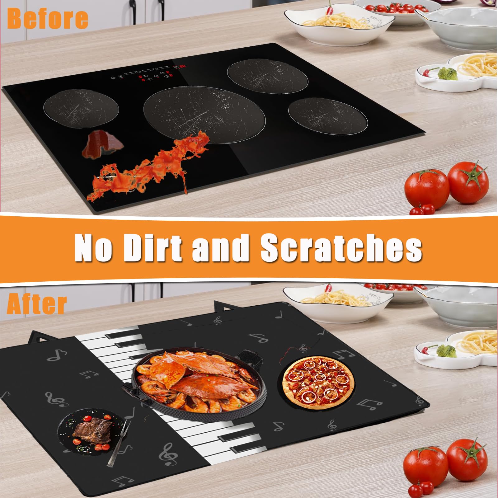 Tappetino Protettivo Per Piano Cottura 62x53 Cm - Antiscivolo, Resistente Al Calore - Nero - Foto 11