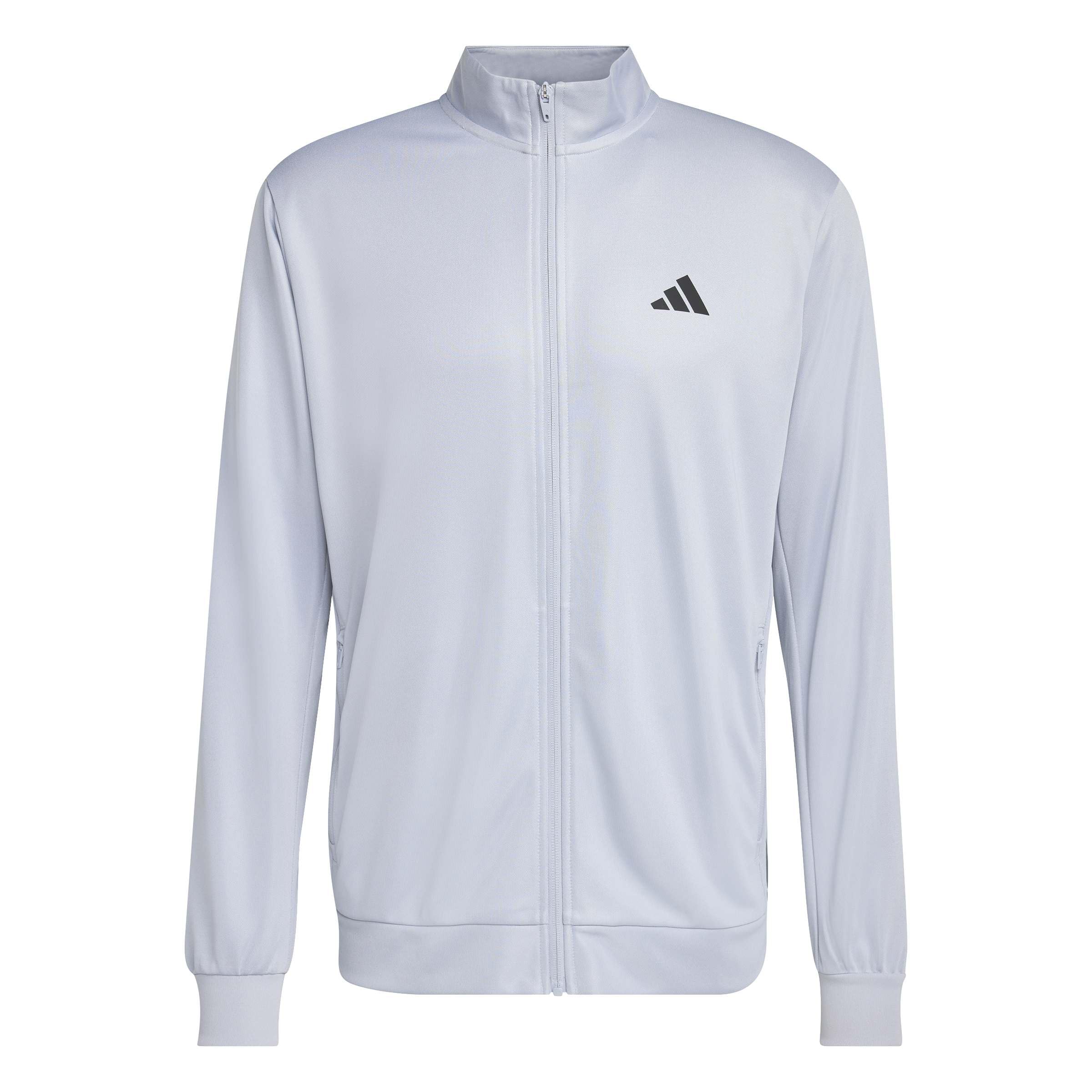 adidas Men's WORKOUT ESSENTIALS ALL-SET 3-STRIPES KNIT TRACK TOP, halo silver/black, XL