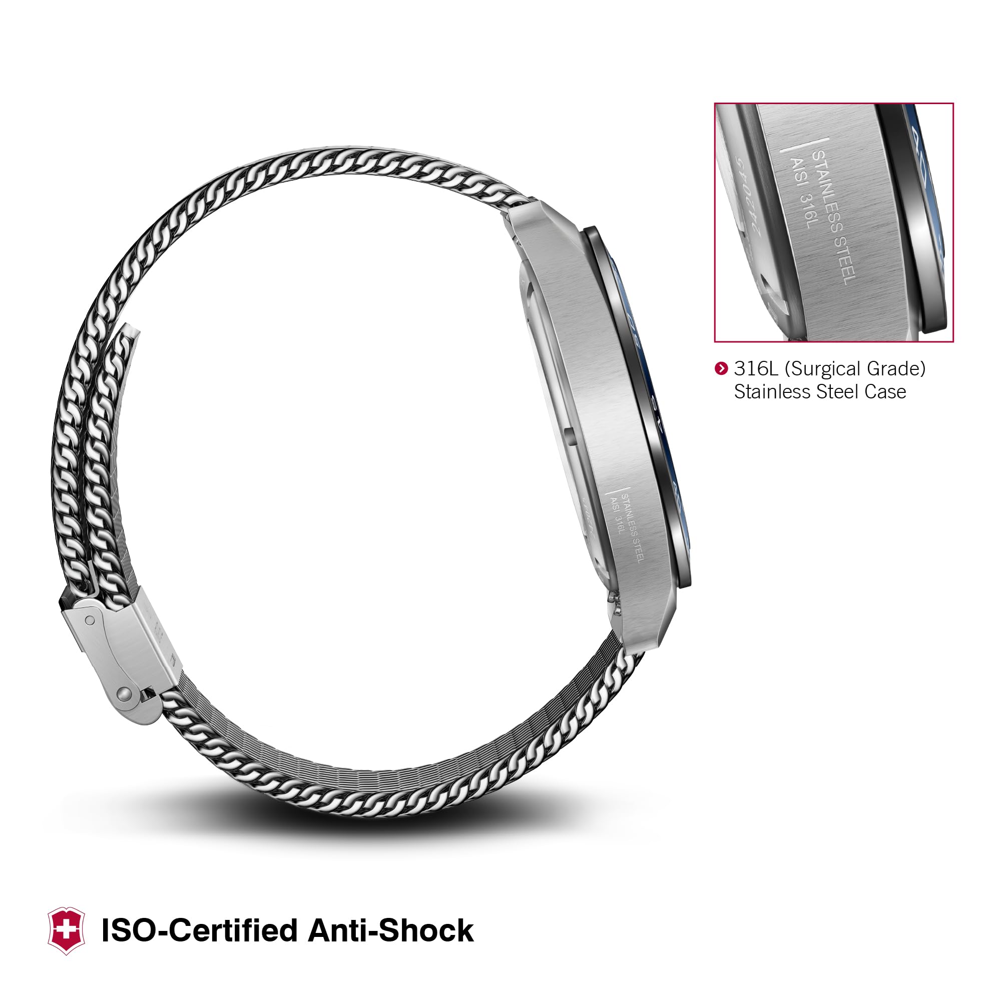 Victorinox Swiss Army Automatic Blue Dial Mesh Stainless Steel Watch 42mm - 242045