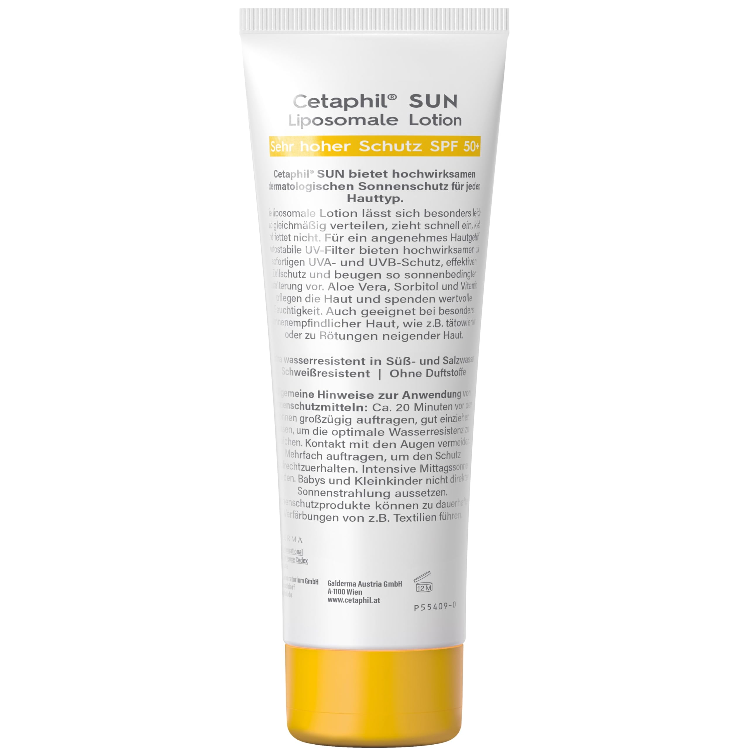 CETAPHIL SUN Liposomale Sonnenlotion SPF 50+, 200ml, Dermatologischer Sonnenschutz für trockene, empfindliche Haut, Sofortiger & hochwirksamer UVA- & UVB-Schutz, Extra wasserresistent, Ohne Duftstoffe