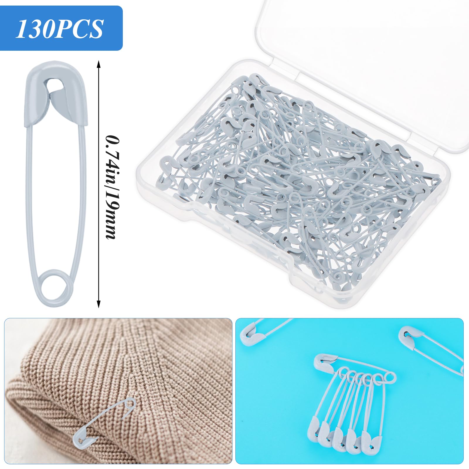 120 Spille Da Balia In Acciaio Nichelato - 19mm Per Cucito E Craft