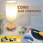 Lampe de chevet avec USB Ports de recharge A+C & AC Sortie - Yarra Decor Lampe de table à commande tactile pour chambre 3 Lampe de table de nuit variable avec ombre blanche pour le bureau d'intérieur, Dorm(Bulbe inclus)