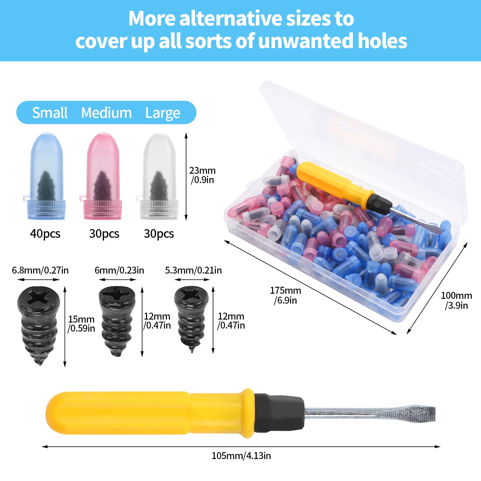 100 PCS Chiodo in Gomma per Riparazione Pneumatici con Cacciavite, Kit Riparazione Pneumatici Auto, Kit Foratura Moto, Kit Gomme Auto Riparazione per Moto Camion Bici