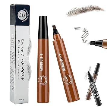 Lightsbetter Waterproof Brow Pen, Tint My 4 Tip Brow Waterproof, 4 Tipped Precise Brow Pen, Microblading Eyebrow Pen 4 Fork Tip Tattoo Pencil 3#