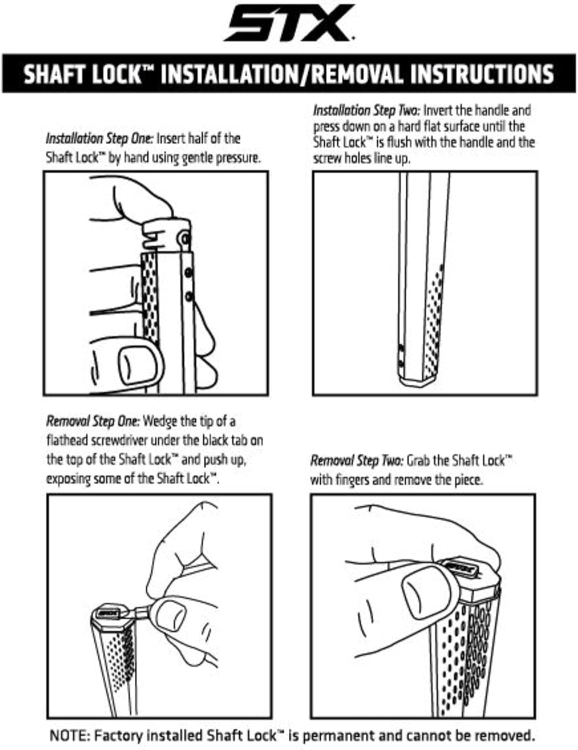 STX unisex adult SPORTING_GOODS Lacrosse Handle Shaft Lock, White/Black, 1 US