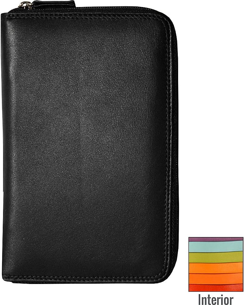 BelArno Leather Passport Holder with Zip in Multi Color Combination (Black