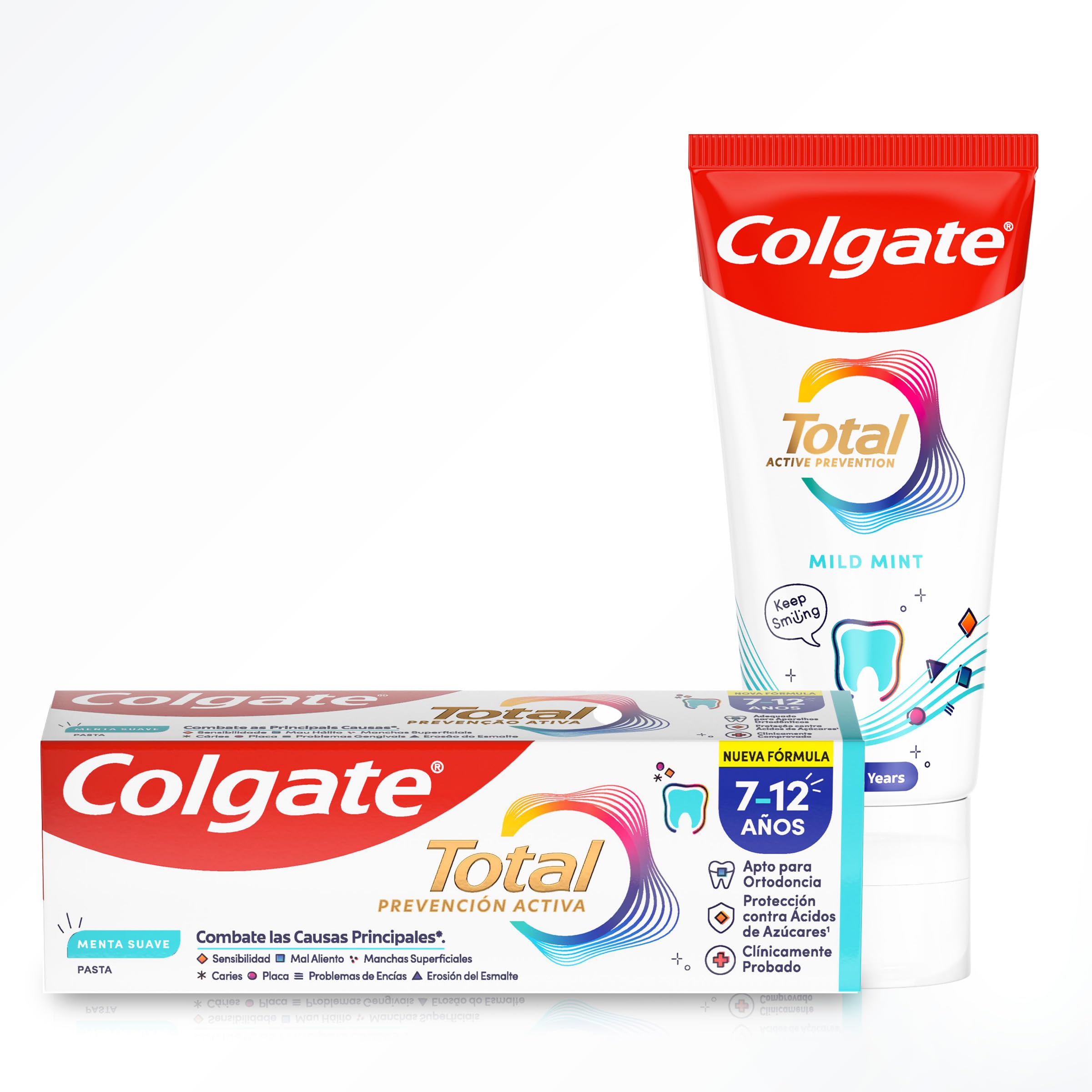 Colgate Total Junior | Children's Toothpaste | Complete Protection | Contains Fluoride | Anticaries Protection | Antibacterial Ingredients | Recyclable Product | Pack 12 Units x 50 ml