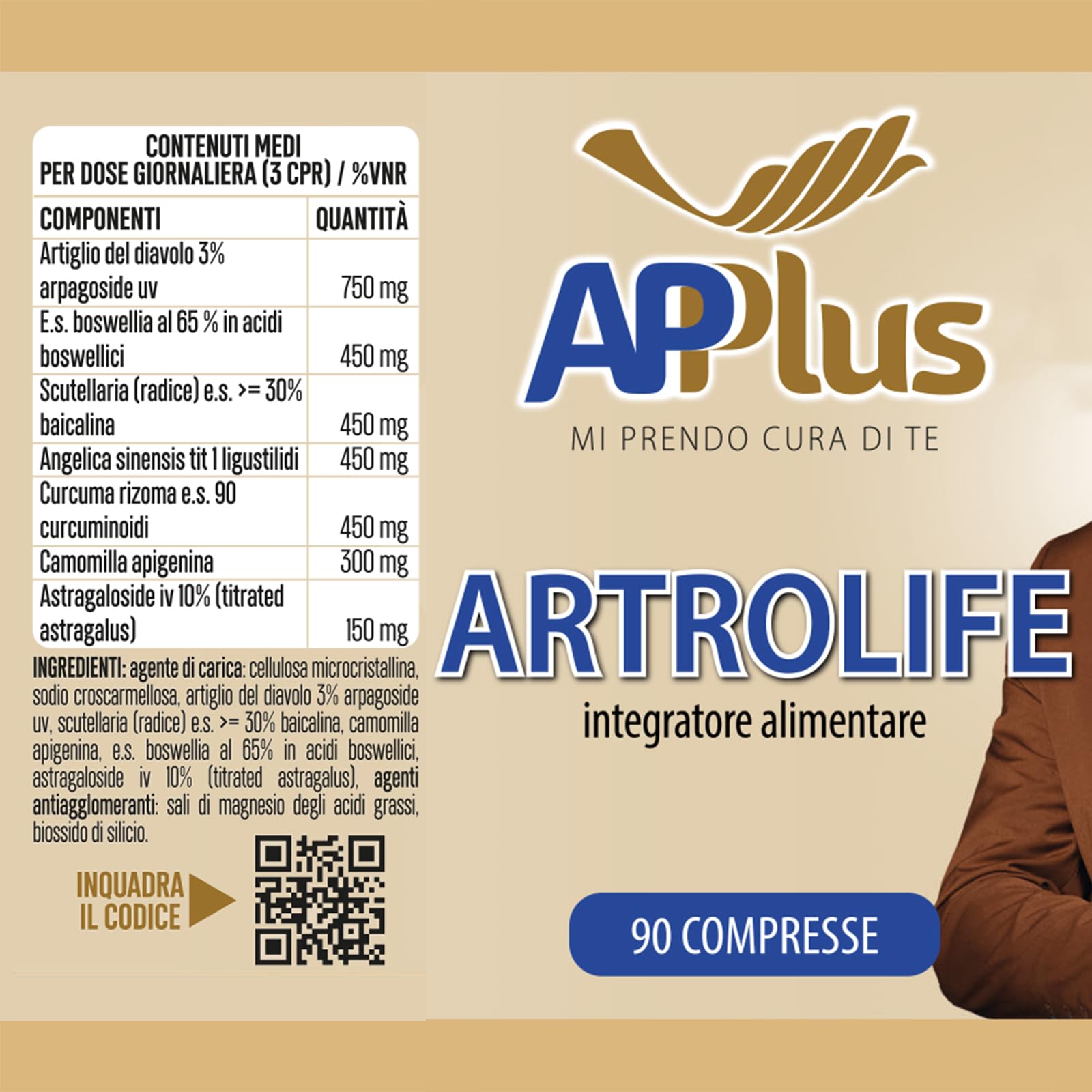 AP PLUS ARTROLIFE Integratore Alimentare per il Benessere Articolare, Supporto alla Mobilità e Stress Ossidativo con Estratti di Astragalus, Boswellia, Curcuma e Artiglio del Diavolo | 90 Compresse