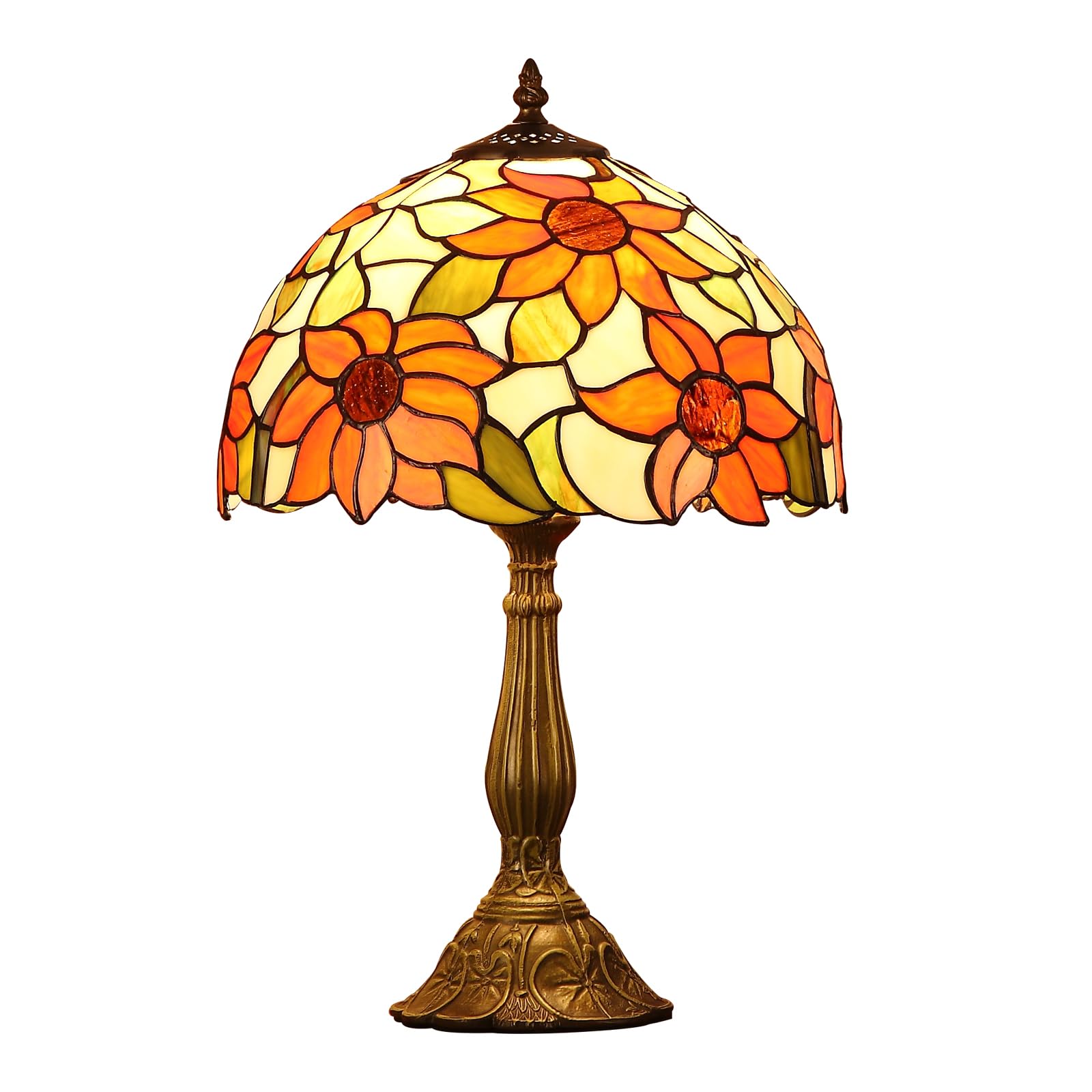 FUMAT Tiffany Table Lamps for Bedroom Nightstand Bedside Lamps 12X12X19 Inch Sunflower Stained Glass Table Lamp for Living Room 12X12X19 Inch Home Office Desk Lamp