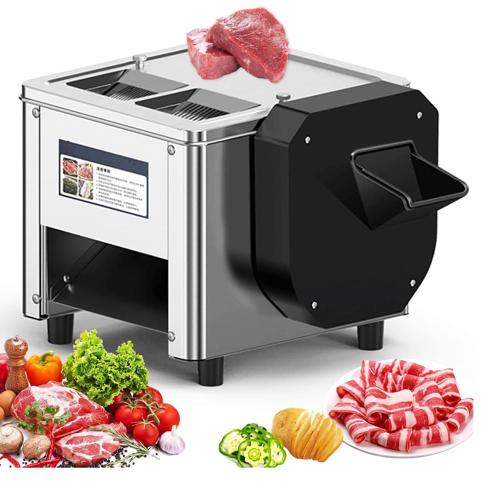Stainless Steel Electric Food Mincer &amp; Slicer Versatile Vegetable Shredder, Meat Cutter &amp; Food Processor for Kitchens and Butchers Heavy-Duty,Easy to Clean (Dual)