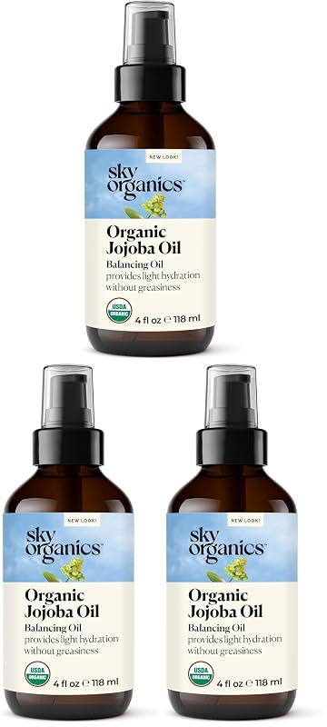 Sky Organics Óleo de Jojoba Orgânico, prensado a frio, frasco com 120 mL, pacote com 3