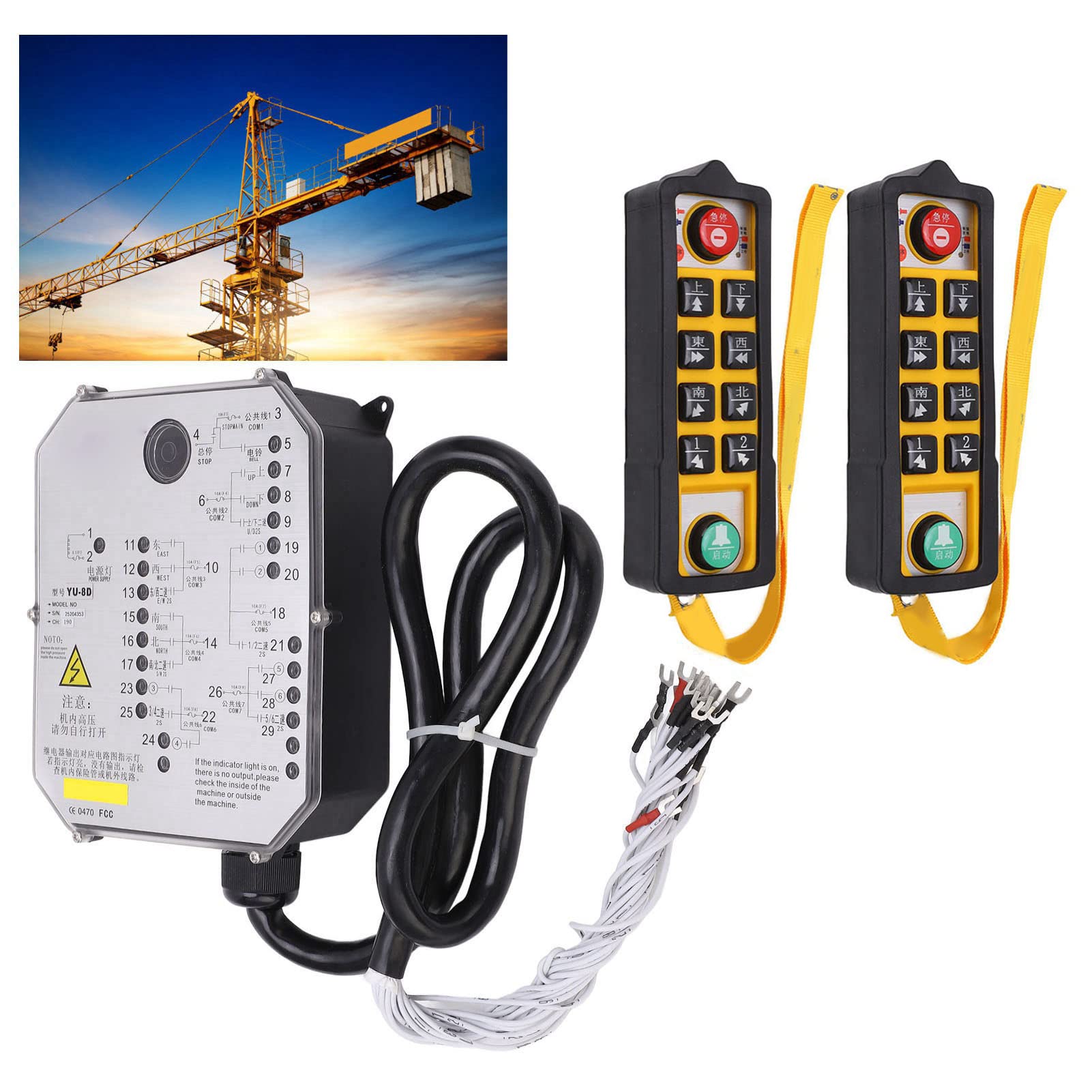 Control remoto industrial 800MHz 10 botones Indicador LED Material ABS Controlador de grúa Accesorios de polipasto para grúas transportadoras (CA 220 V.)