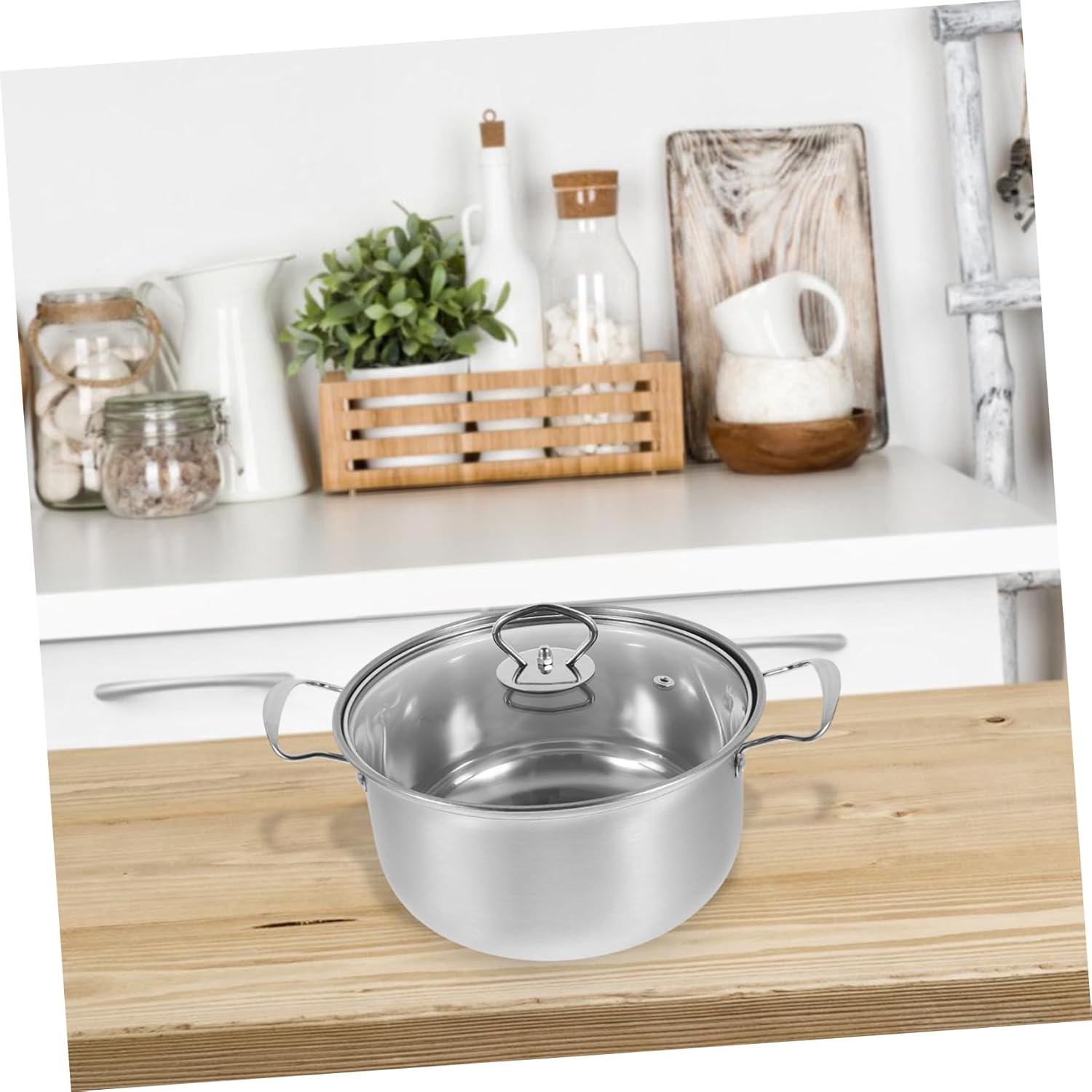 Luxshiny Stainless Steel Cookware Set Kitchen Pot Pan with Soup Pot Frying Pan Seamless Design for Easy Cleaning Comfortable Steel Handles for Secure Grip