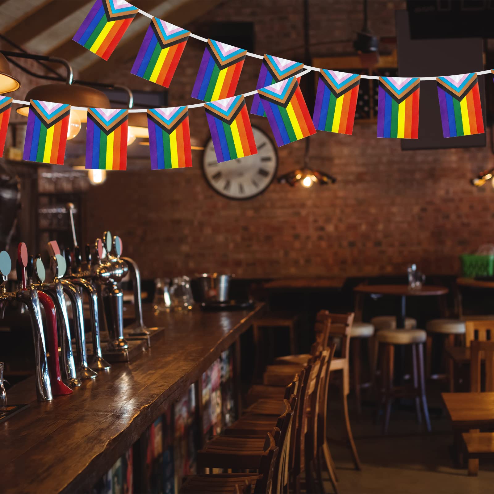 Pride Bunting Flags,Progress Pride Decorations Bunting,8.5m Rainbow Banner with 25 LGBT Flags as Gay Pride accessories on Indoor/Outdoor LGBT Festival Party Celebration Carnival Home Bars - Image 4