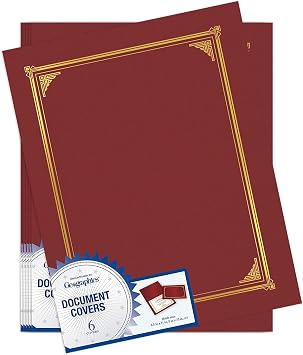 Geographics Burgundy Classic Linen Document Covers with Gold Foil, 9.75 x 12.5, Fits 8.5 x 11