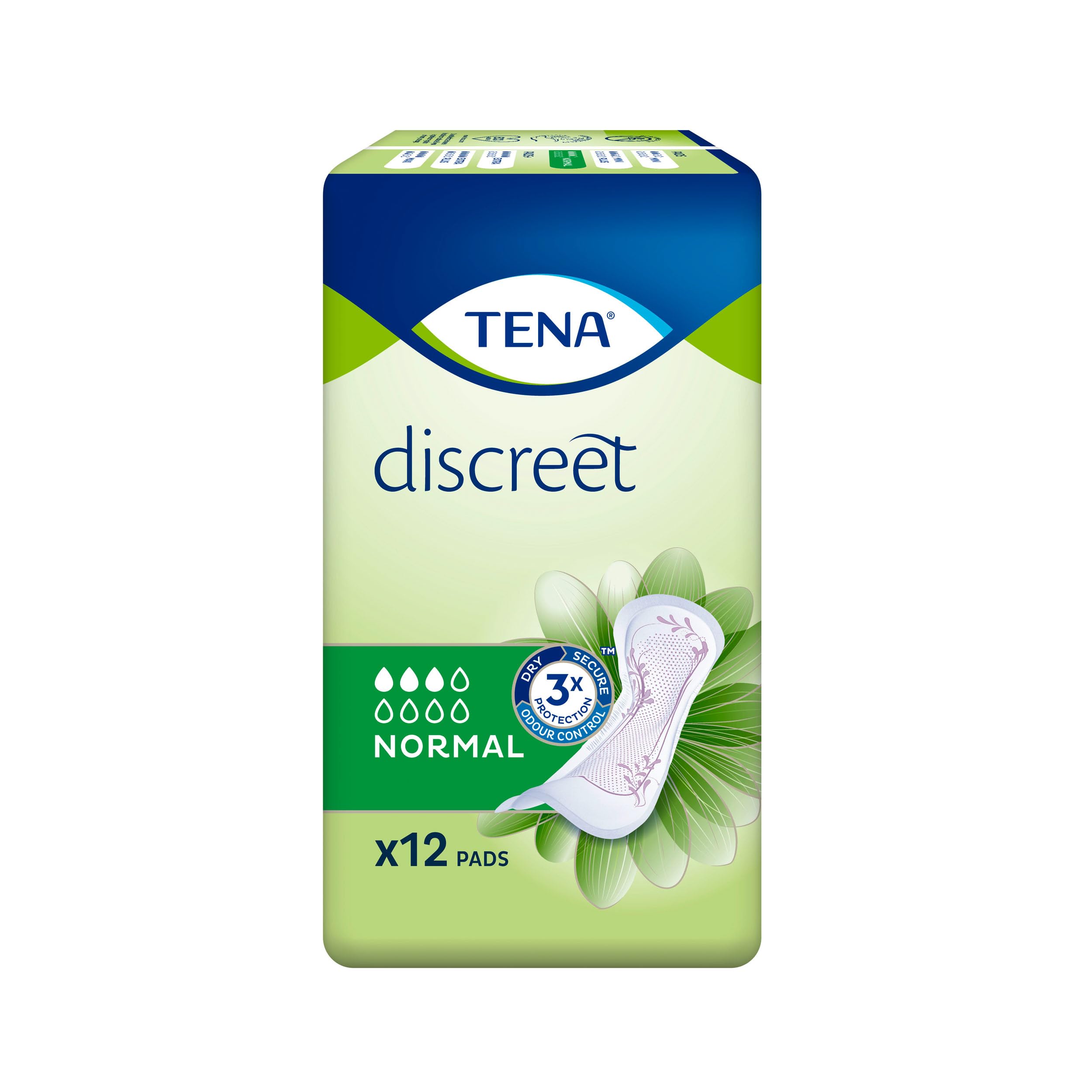 TENA Discreet Normal Incontinence Pads, 12 each
