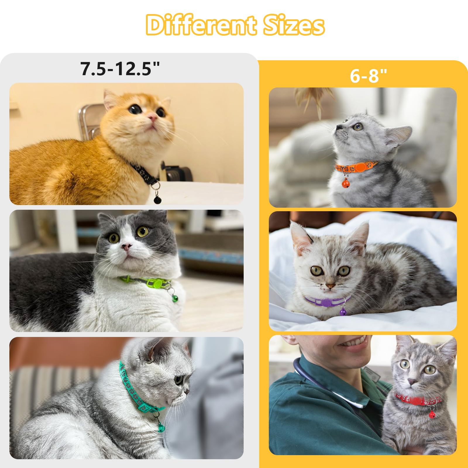 PetGens Collier Chats Anti Étranglement Réglable Réfléchissant Avec Clochette Et Boucle De Sécurité, Libération Rapide 12 Pieces Kit