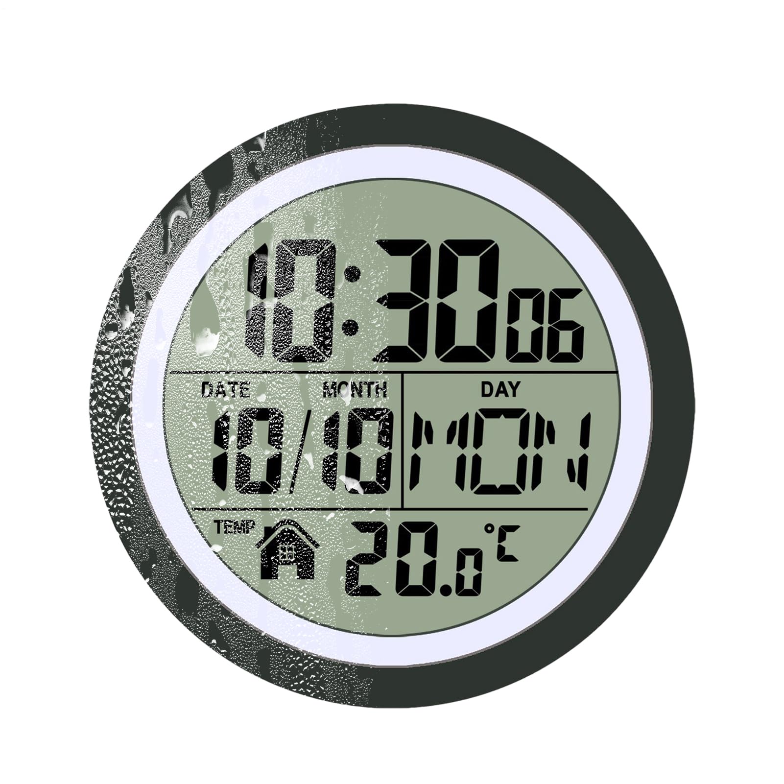 Orologio da parete per bagno Impermeabile con display LCD di temperatura e