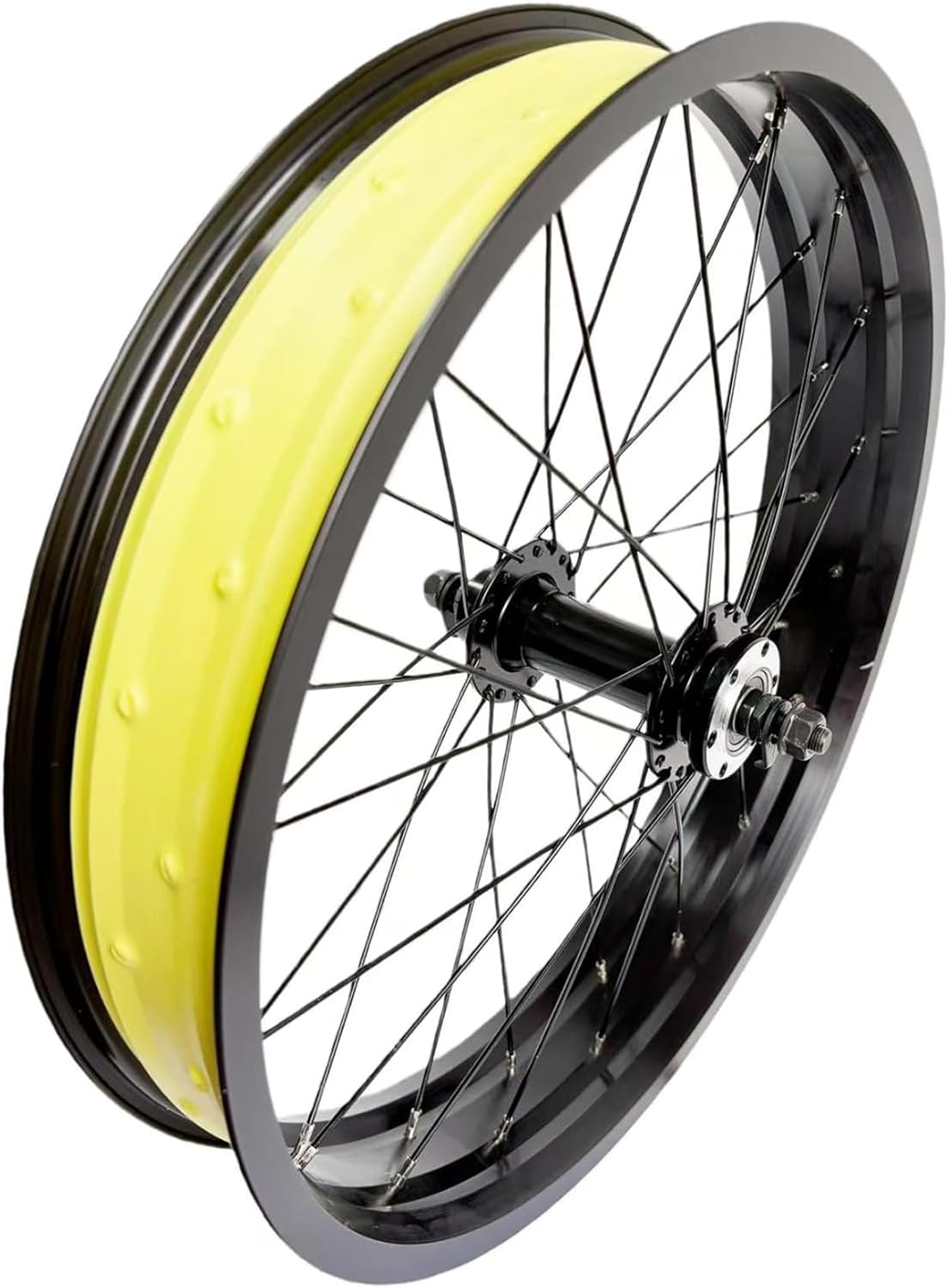20" x 4.0" Fat Bike Front Wheel, Double-wall Alloy Rim, 135mm Bolt-on hub, 36×13G Stainless Steel Spokes, disc Brake only, Suitable for Snow/Sand/Electric Fat Bikes