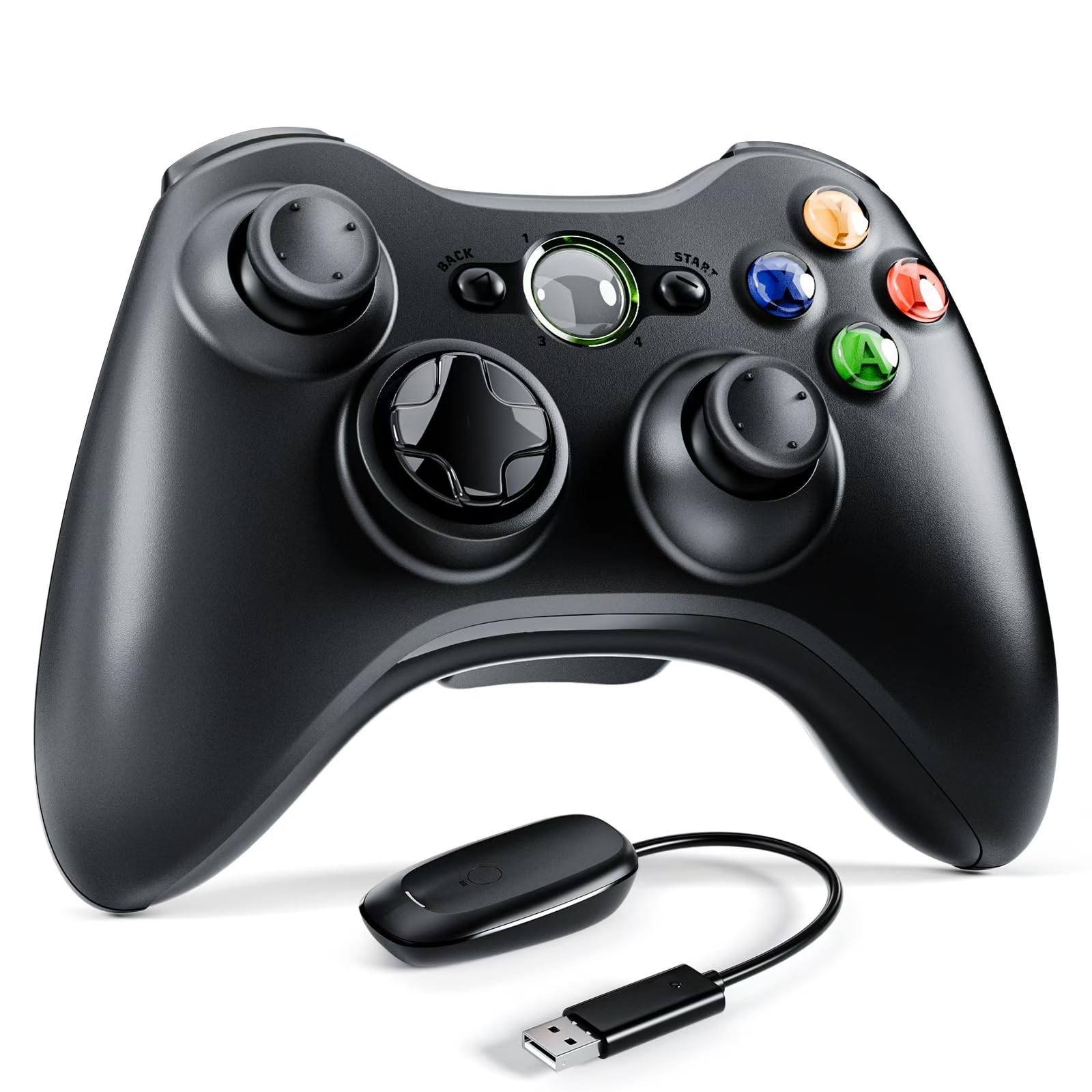VILINAYA Replacement for Xbox 360 Controller, 2.4G Wireless Controller for Xbox 360 & Slim PC Windows 7, Upgraded Joystick Compatible with 360 & Slim, Windows 11/10/8/7 PC Controller - Black 1 pc wireless