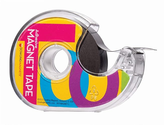 Dowling Magnets Adhesive Magnet Tape, 1 roll (25 ft x .75 in) in Dispenser, Thin Dark Gray, for Paper and Photos. Item 735001