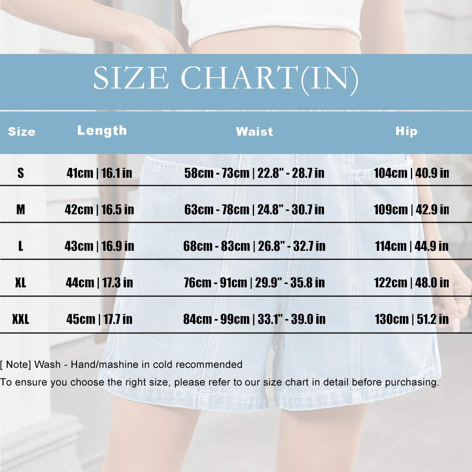 Shorts Bermuda Jeans Donna Pull on Vita Elastica vestibilità Ampia Denim Morbido Tasche Profonde