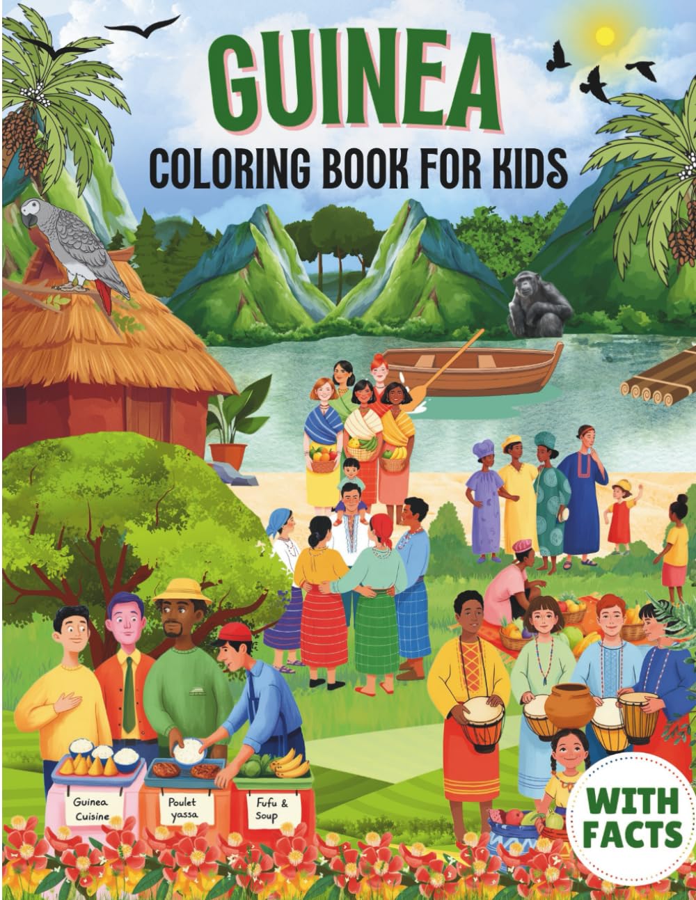 Guinea coloring book for kids with facts