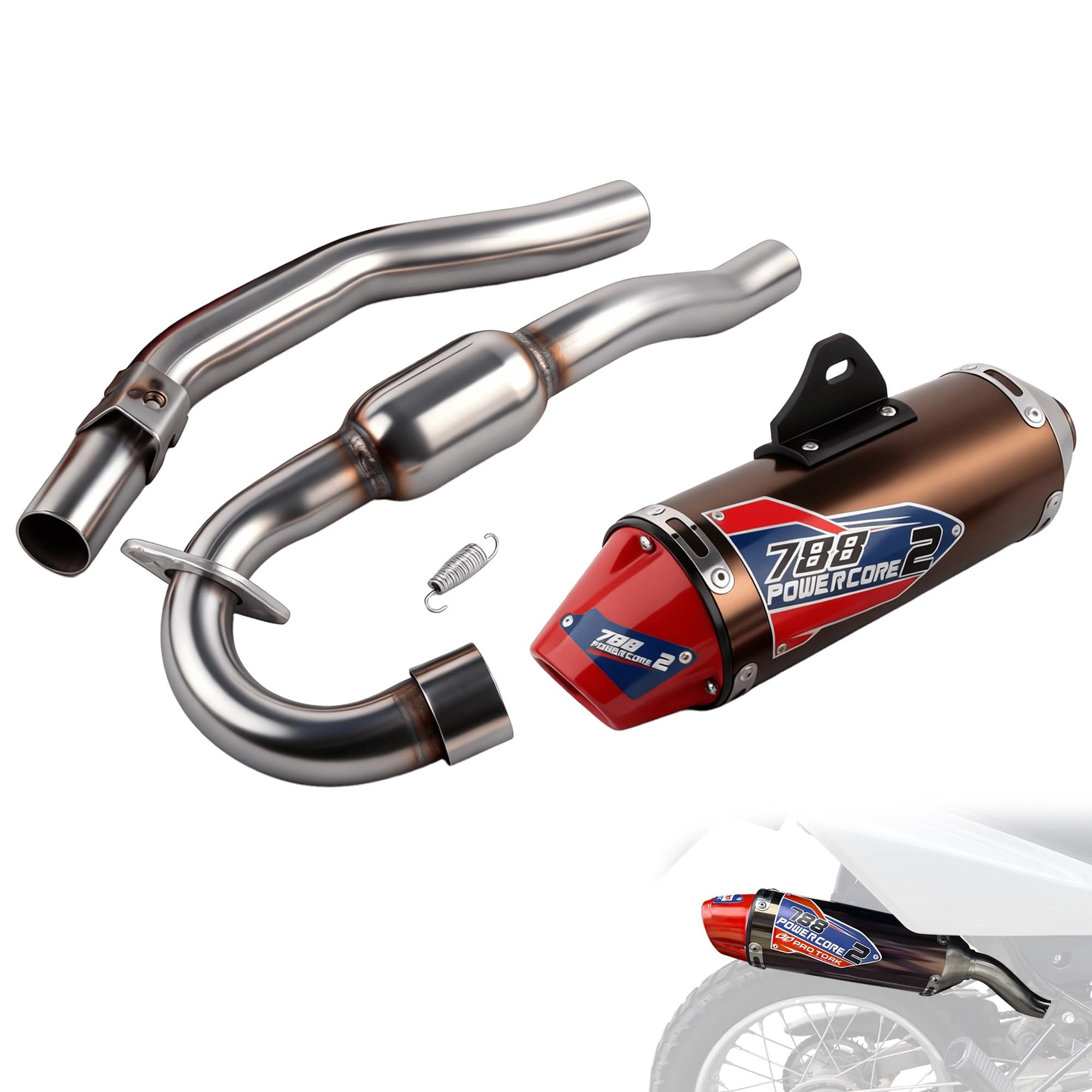 JFG RACING Dirt Bike Slip On Exhaust,Motorcycle Muffler Pipe Full Kit for CRF150F CRF230F 2003-2017/TAO TAO TBR7/HAWK 250-Red