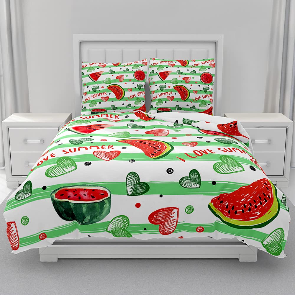 Parure de lit 220x240 pastèque avec housse de couette microfibre 3D