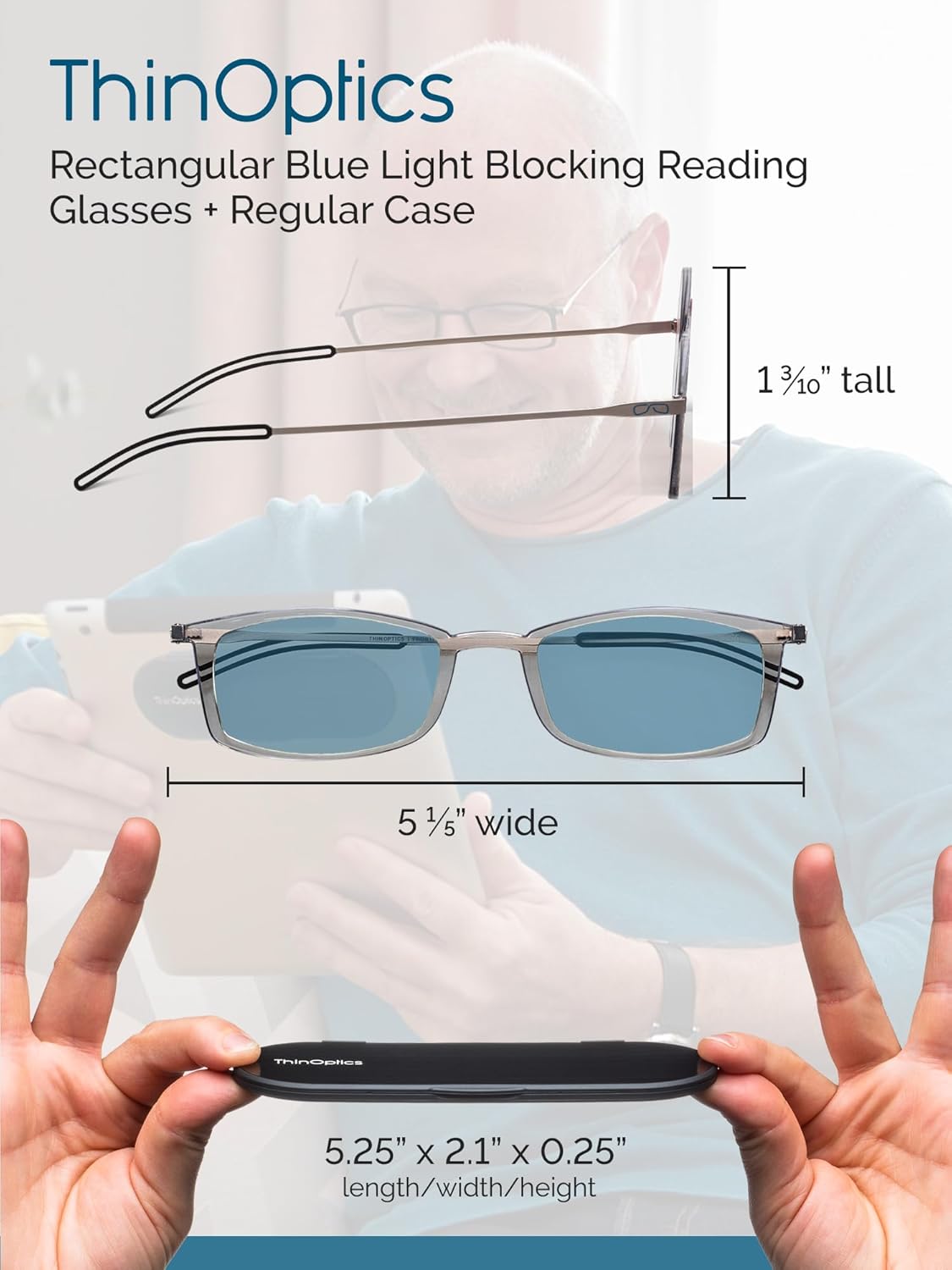 ThinOptics Frontpage Blue-Light Blocking Computer Reading Glasses and Milano Aluminum Case - Image 5