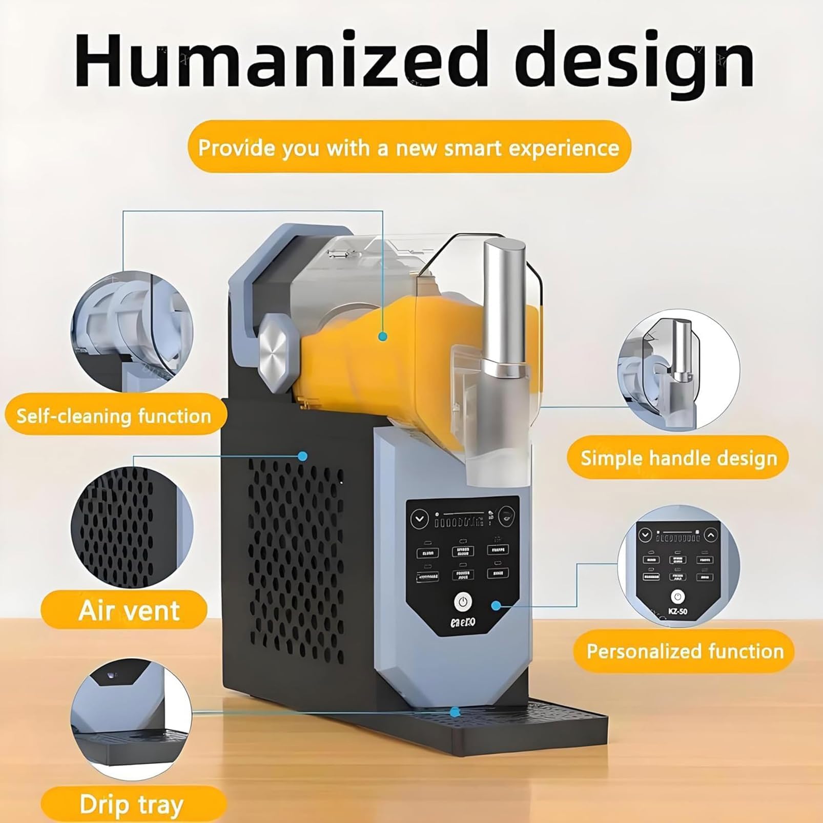Máquina de Helado Suave de 2 Litros, Máquina de Granizados con 5 Modos Preestablecidos, Autolimpieza, Controles Táctiles Inteligentes Para Hacer Bebidas Congeladas Para Fiestas, Cafeterías y Reuniones