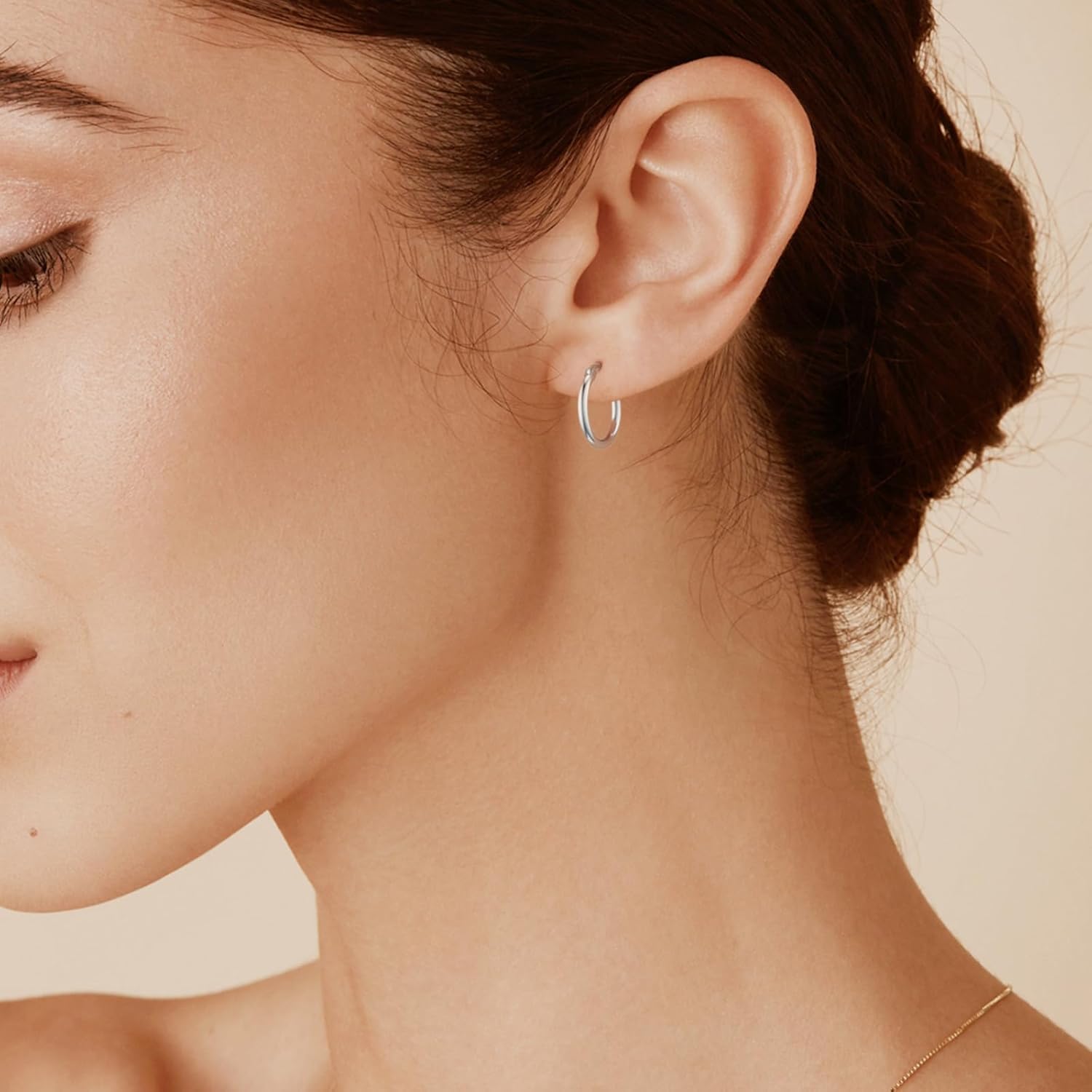 Sterling Silver Hoop Earrings for Women Dainty Small Hoop Earrings Hypollergenic Sterling Silver Earrings Set Pack of 2 14mm 16mm