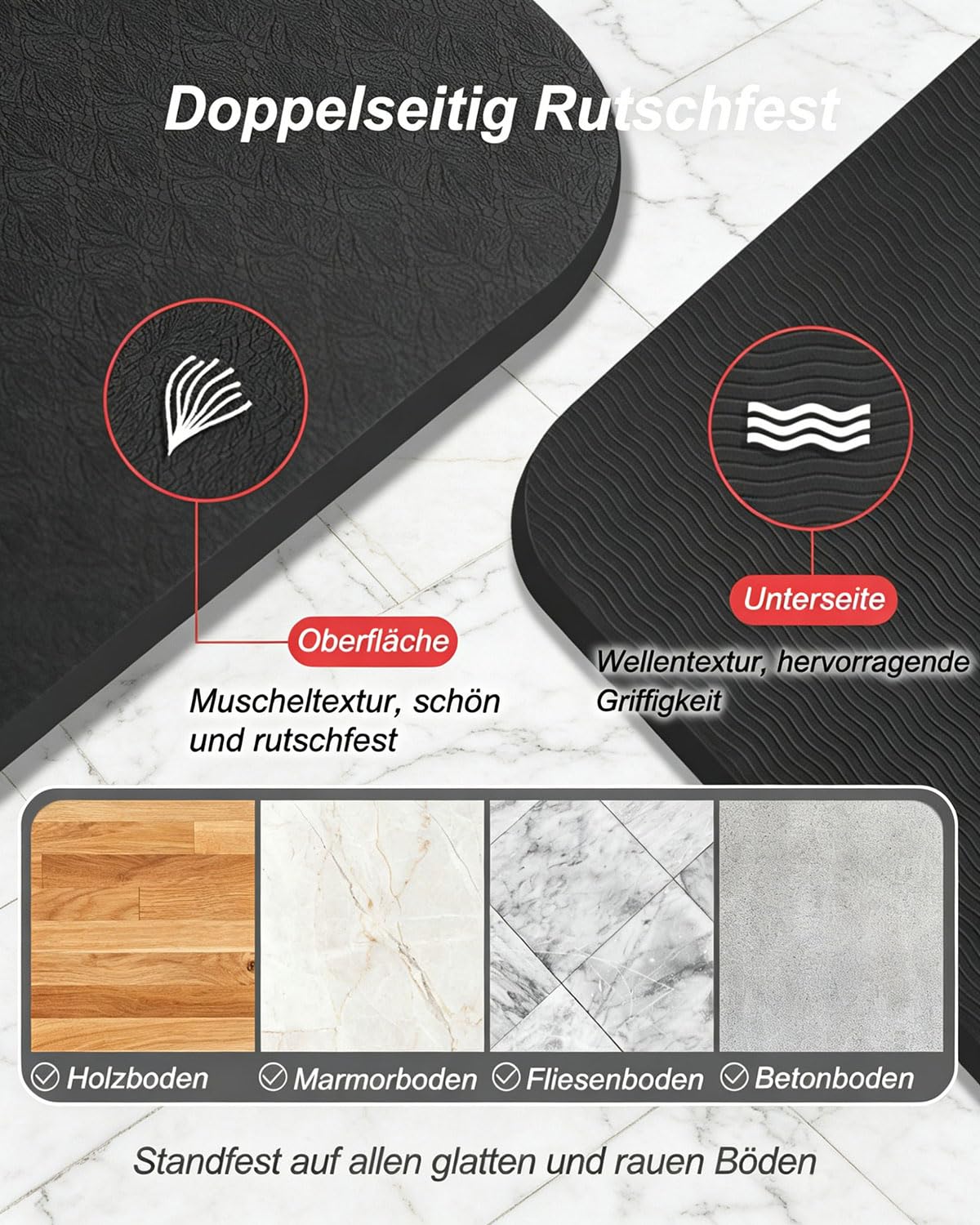 Yogamatte Rutschfest 195×90cm TPE Gymnastikmatte 10mm Dicke | Fitnessmatte XL, mit Tragegurt + Tasche, für Pilates Yoga Workout