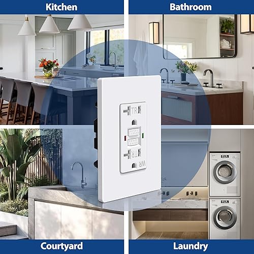 Miniatura 3 de ELECTECK Paquete de 10 salidas GFCI de 20 amperios, a prueba de clima al aire libre (WR), receptáculos GFI de autoprueba con indicador LED,