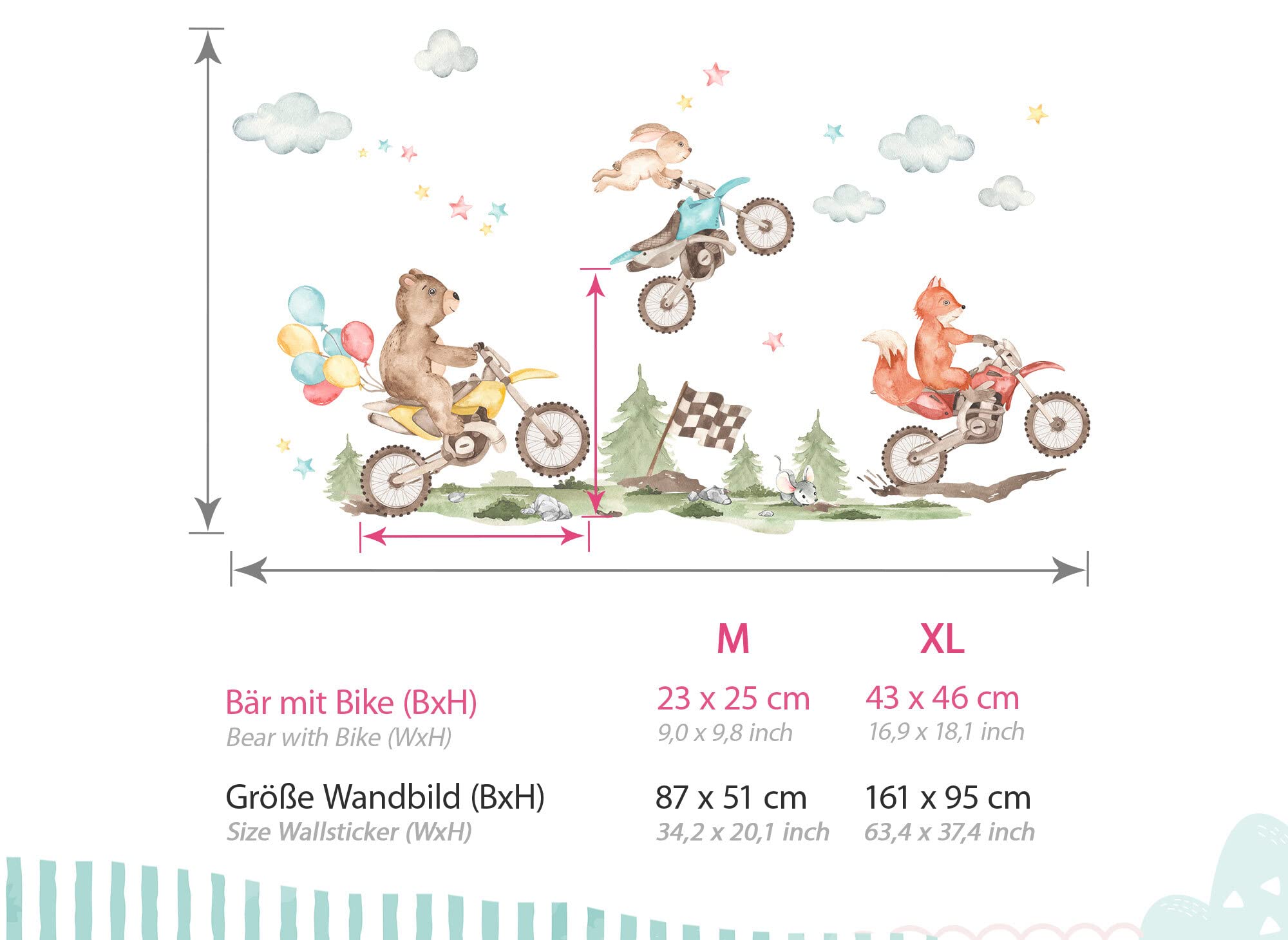 Graz Design DK1043-4 - Adesivo da parete per cameretta dei bambini, motivo: motocross
