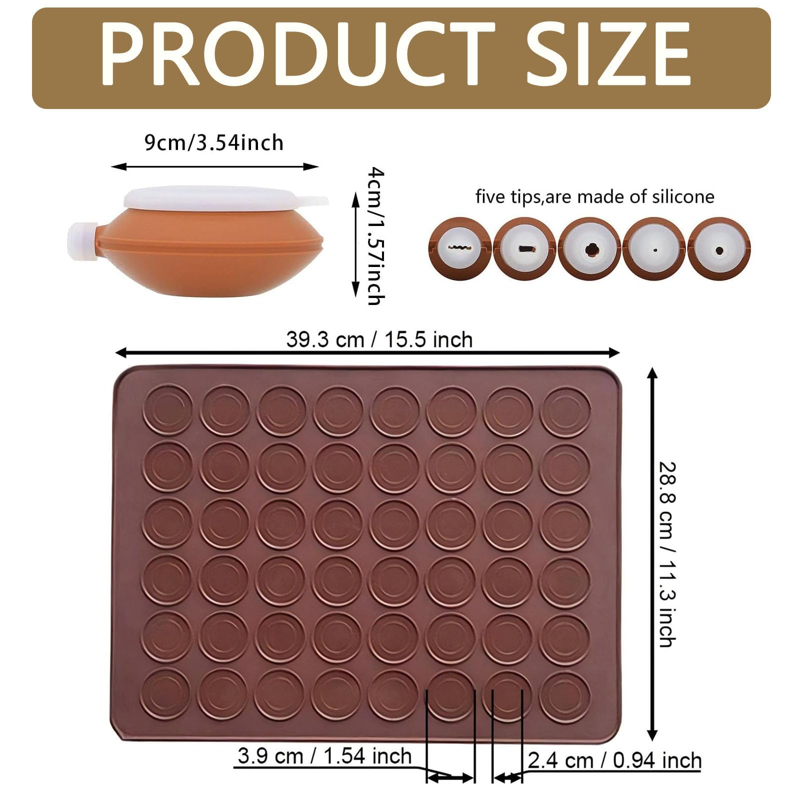 2 Pcs Macaron Baking Mat, Silicone Baking Mat 48 Holes Capacity Bak