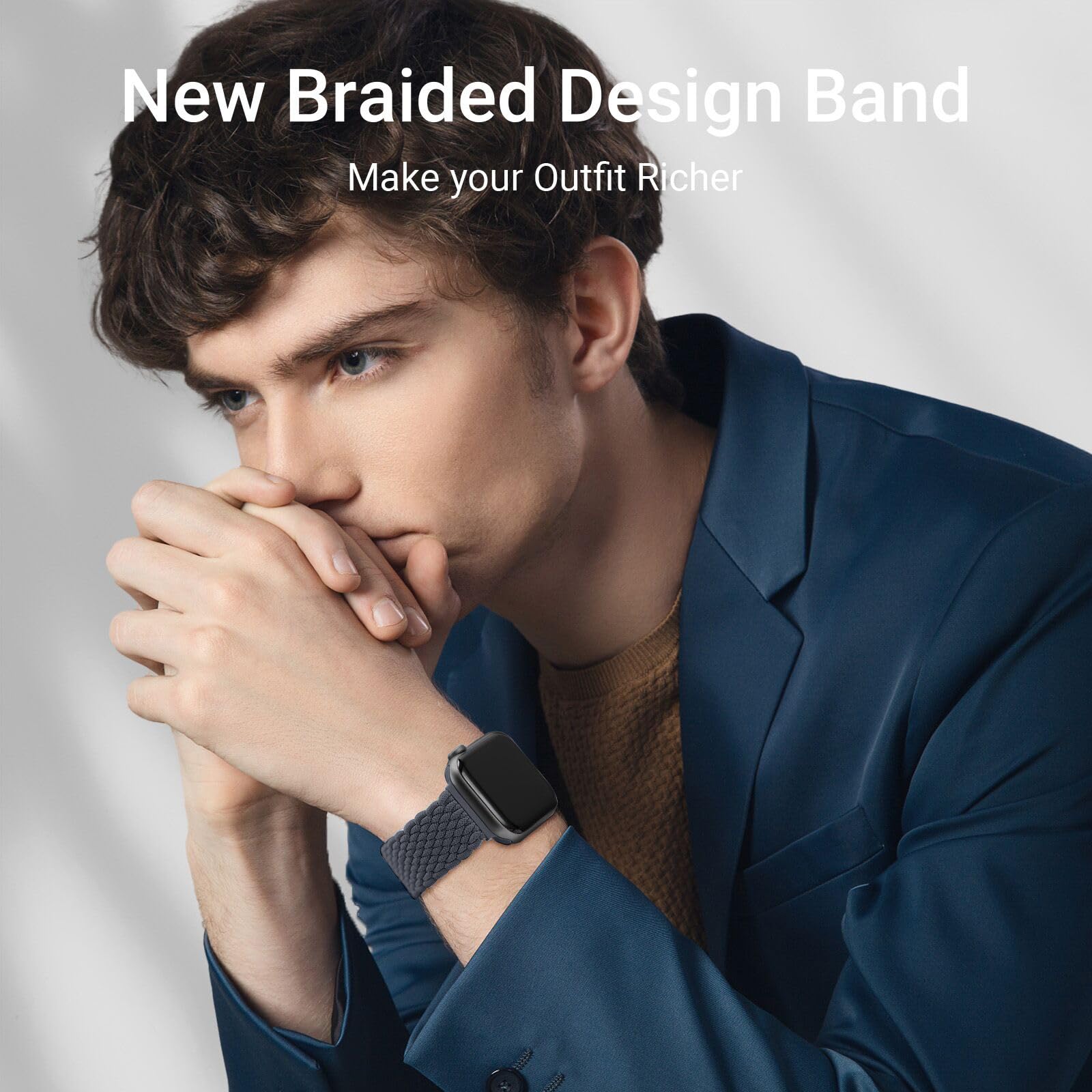 Cinturino Intrecciato Compatibili con Cinturini Apple Watch 46mm 45mm 44mm 49mm 42mm Uomo e Donna, Chiusura Magnetica Cinturino in Nylon Tessuto Elastico per iWatch SE Series 10 9 8 7 6 5 4 3 2 1