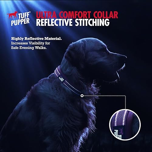 Miniatura 6 de Tuff Pupper Collar de perro acolchado ultra cómodo  Acolchado grueso de neopreno  Collar de perro con correa de nailon balístico con costuras