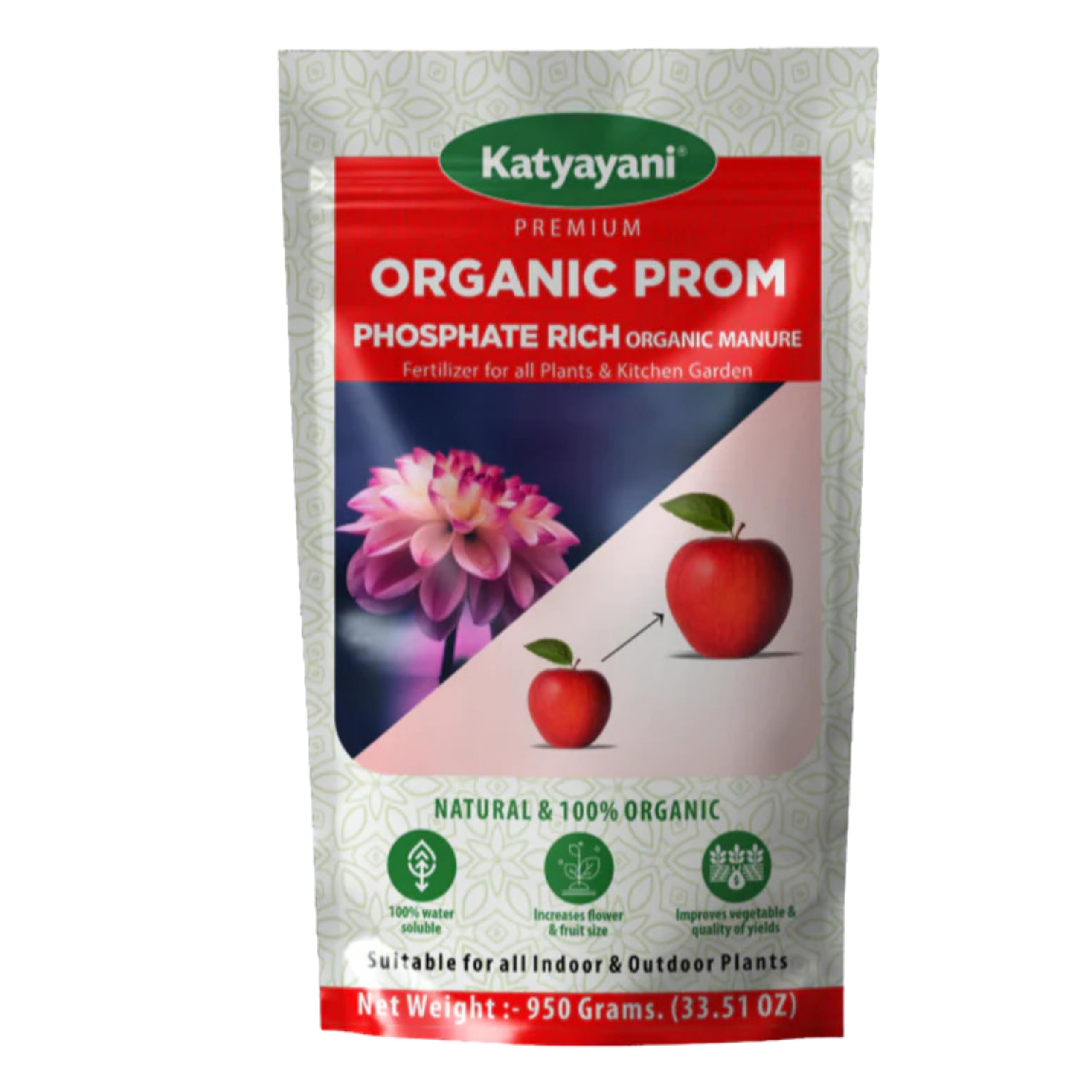 Katyayani PROM (Phosphate Rich Organic Manure) Natural Fertilizer PlantFood for Home Garden| Flowering Bloom, Soil Booster,Yield crop for Indoor & Outdoor Plants| Carbon,Micro,Macro Nutrients(950gx1)
