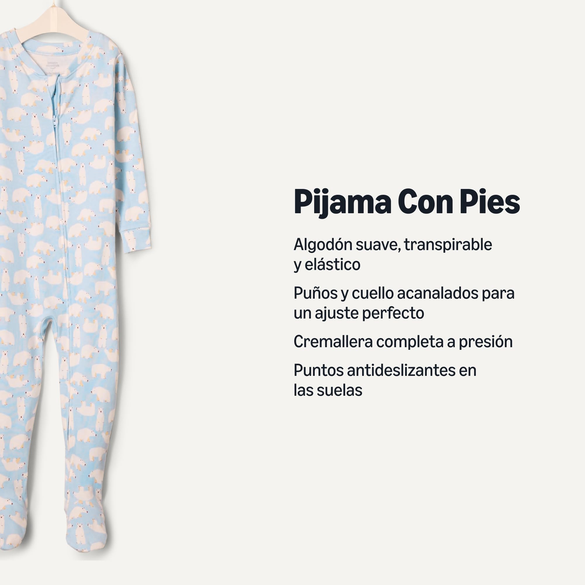 Amazon Essentials Unisex bebé Pijama Ceñido de Algodón con Pies