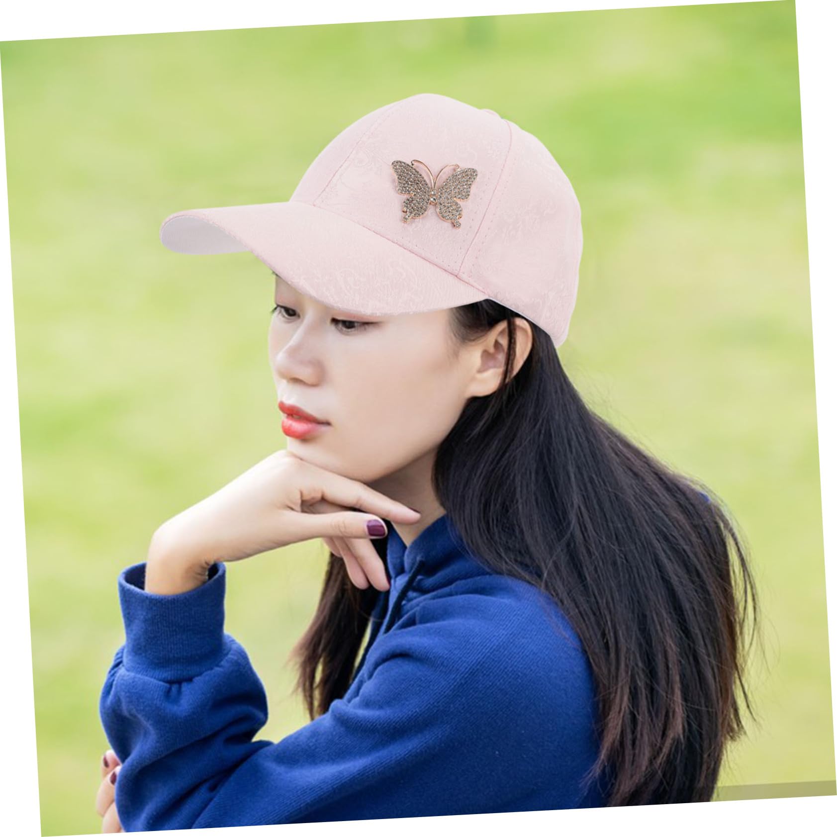 YSJNHX Czapka z daszkiem Rhinestone Butterfly dla dziewczynek do biegania turystyka letnia parasolka damska czapka z daszkiem