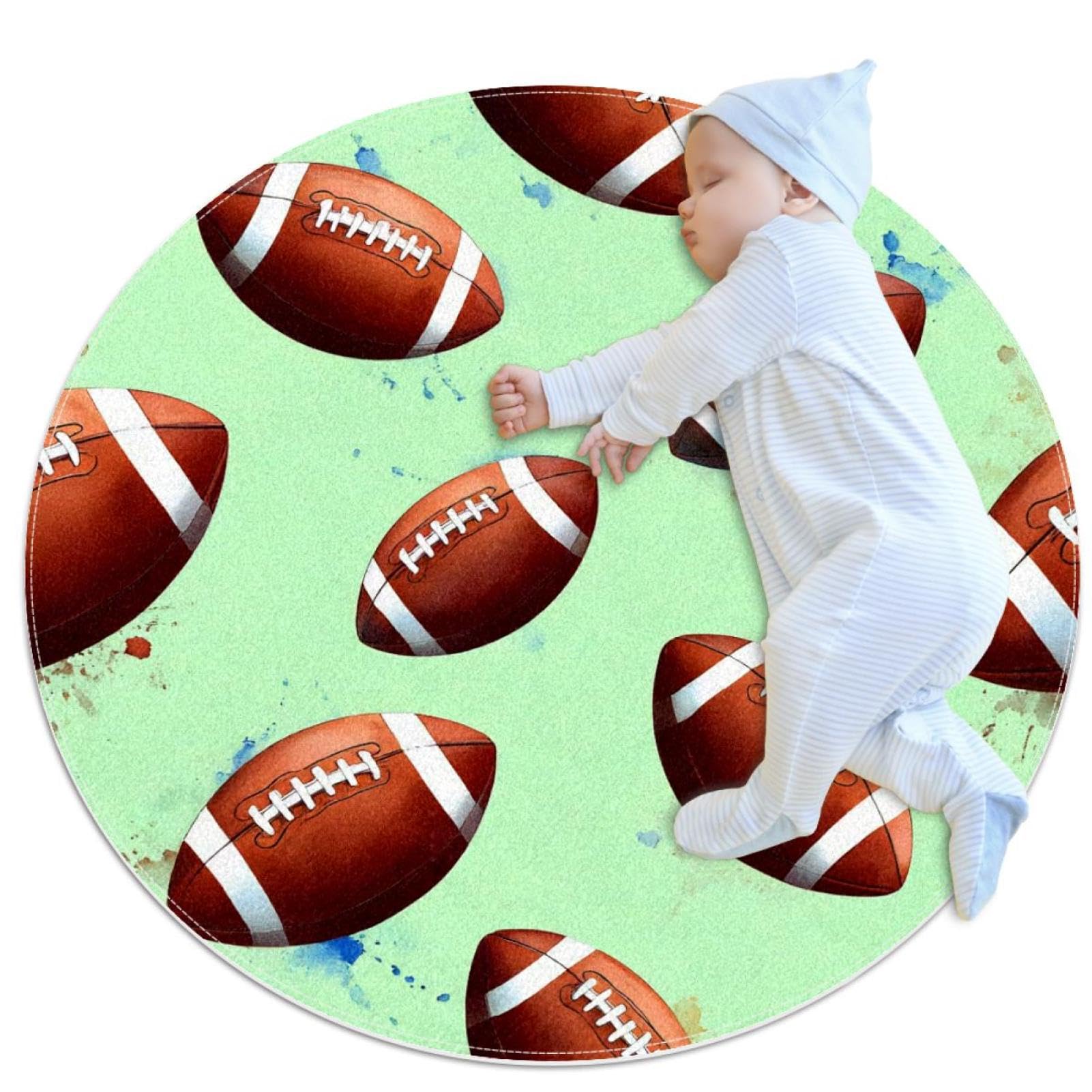 Tapis de bain antidérapant rond 1m style foot US pour chambre d'enfant sûr