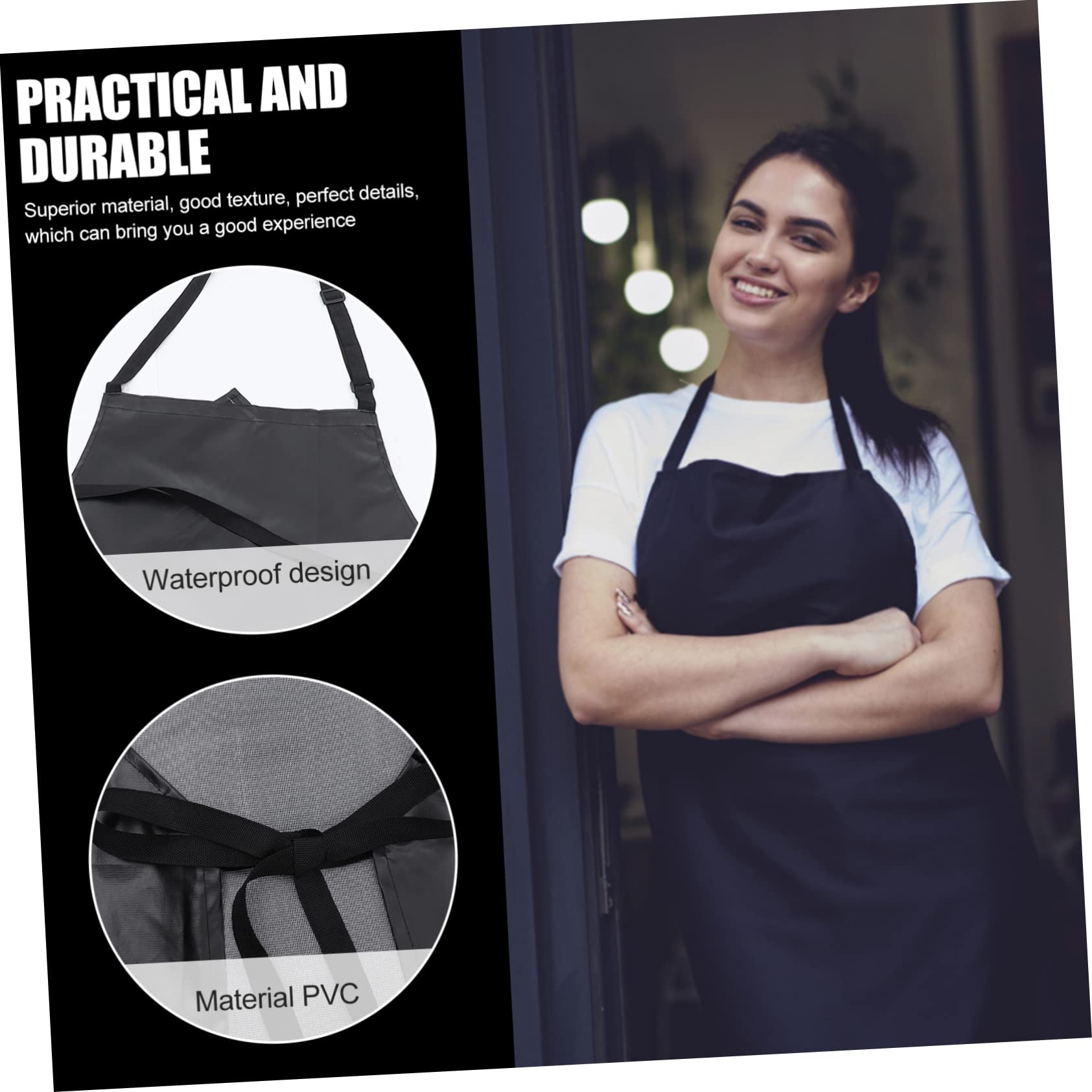 HOLIDYOYO Waterproof Apron Butcher Apron Multi-purpose Apron Mens Grilling Aprons Art Apron Grill Grilling Apron Dad Apron Chemical Aprons for Dishwashing Heavy Duty Apron Black Pvc