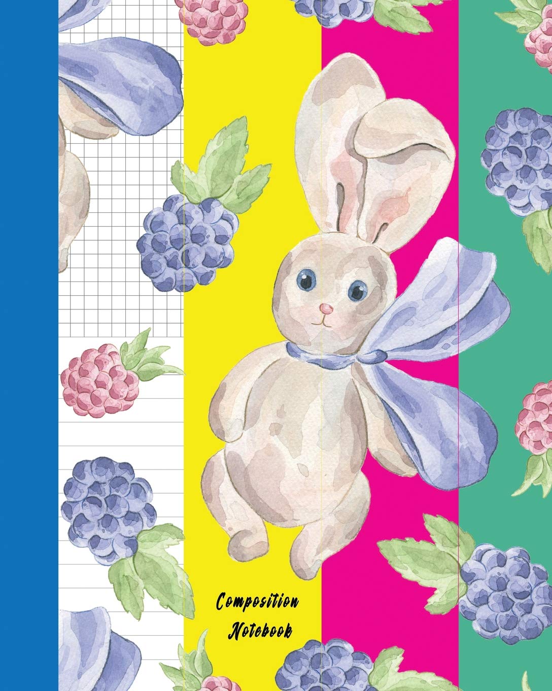 Composition Notebook: Cute Rabbit Soft Cover Book Half Lined and Half Graph 5x5 on Same page, Coordinate, grid, squared, math paper, Diary Journal Organizer to get creative