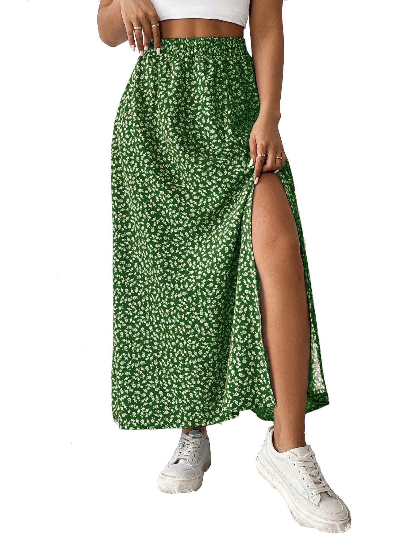 kateclo Women's Long Slit Skirt | Stylish Full-Length Skirts for Women-picture-17