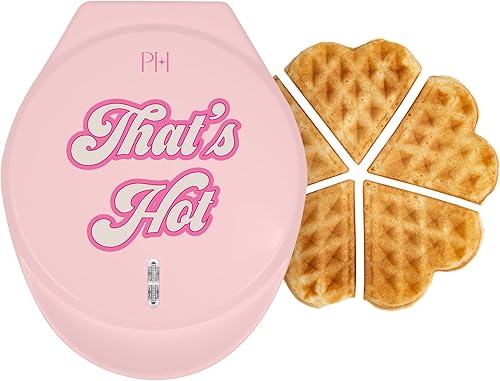 Paris Hilton Máquina para hacer waffles de corazón, hace 5 mini waffles en forma de corazón o 1 waffle individual, placas antiadherentes fáciles de