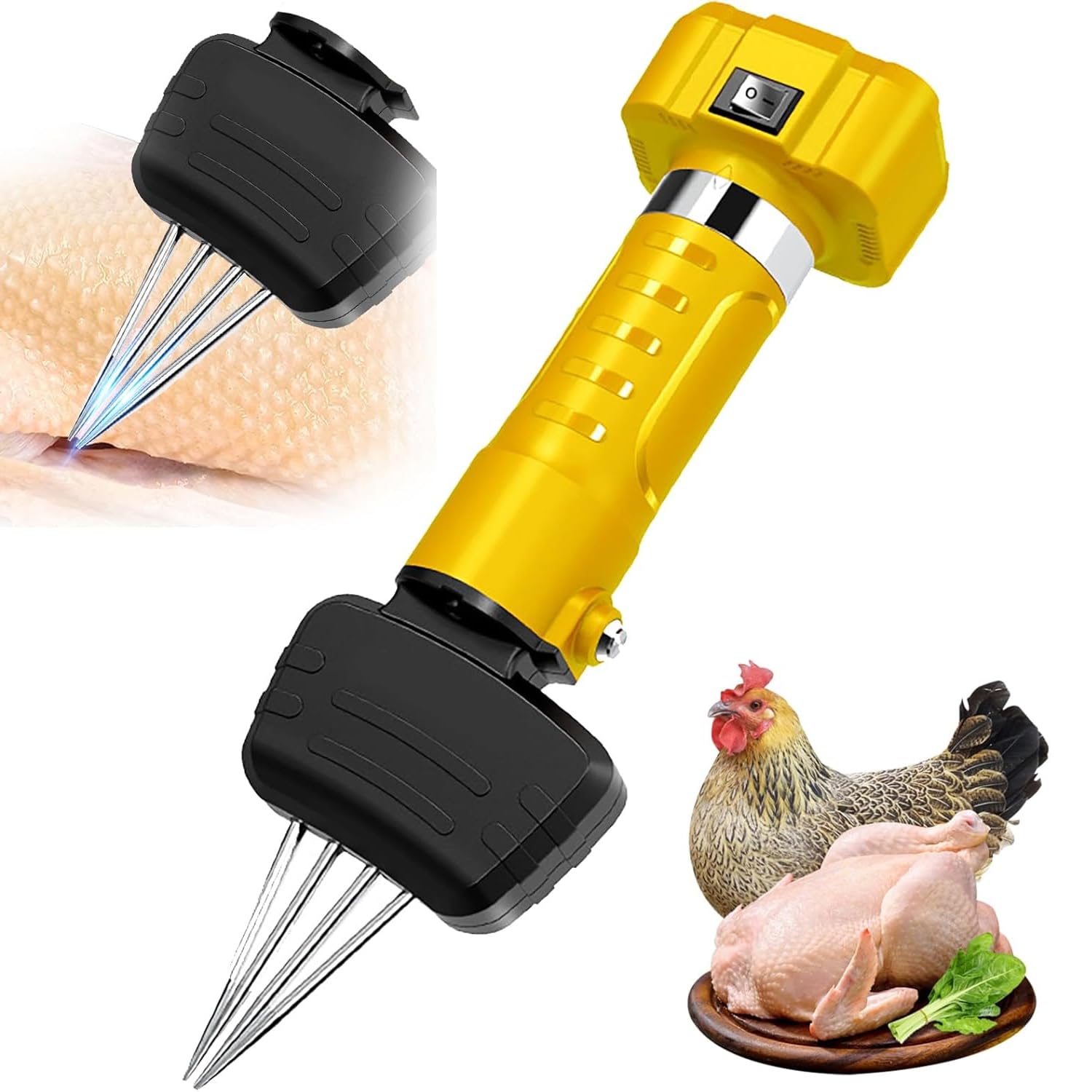 Desplumador eléctrico de aves de corral, máquina de mano con cabezal ajustable, diseño impermeable, piezas reemplazables, para aves y aves de corral