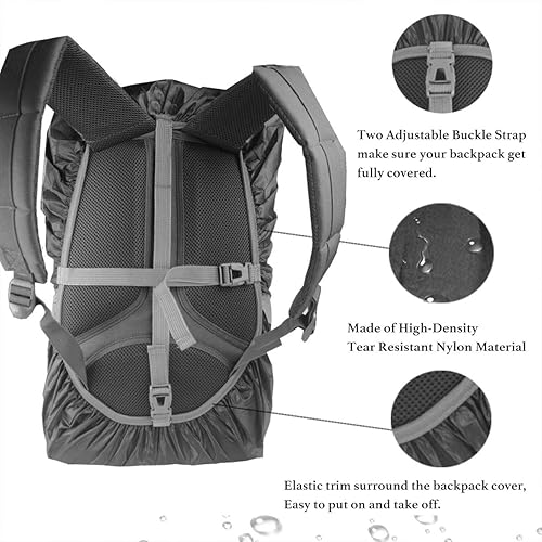 Miniatura 5 de Frelaxy Mochila de alta visibilidad con tira reflectante, 100% impermeable, funda de mochila ultraligera, bolsa de almacenamiento, correa de hebilla