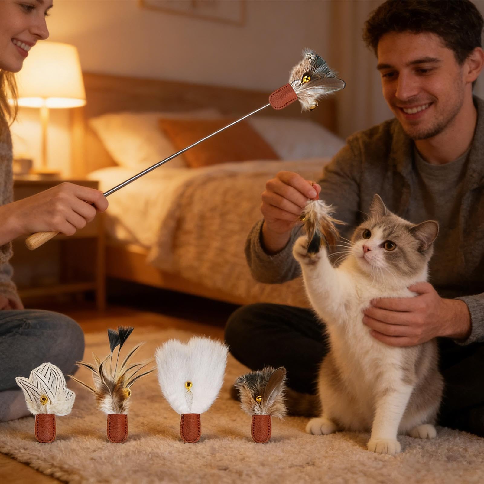 Giocattolo Per Gatti Da Interno Bacchetta Teaser per Autonomo | Giochi Morbidi Per Cuccioli Di Gatto Per Cuccioli di Animali Domestici Casa Esterno Compleanno Vacanza Esercizio