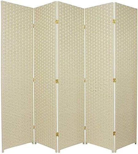 Oriental Furniture - Divisor de habitación de fibra tejida de 6 pies de alto, 5 paneles, color crema